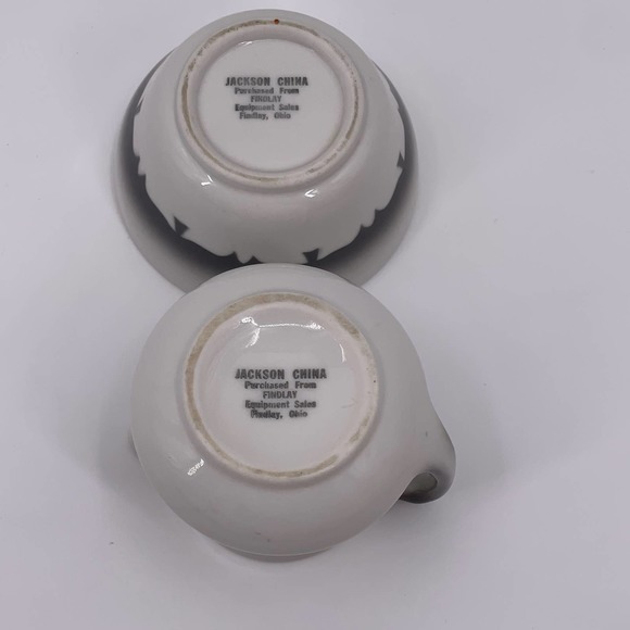 Jackson China Restaurant Ware Pitcher Open Top Bowl Set White Gray Findlay Ohio - Picture 5 of 7